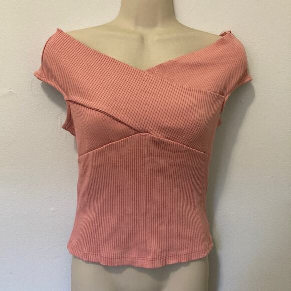 Lush Bandage Top in Ash Rose size L NWT New Crisscross Off-Shoulder - Picture 5 of 9